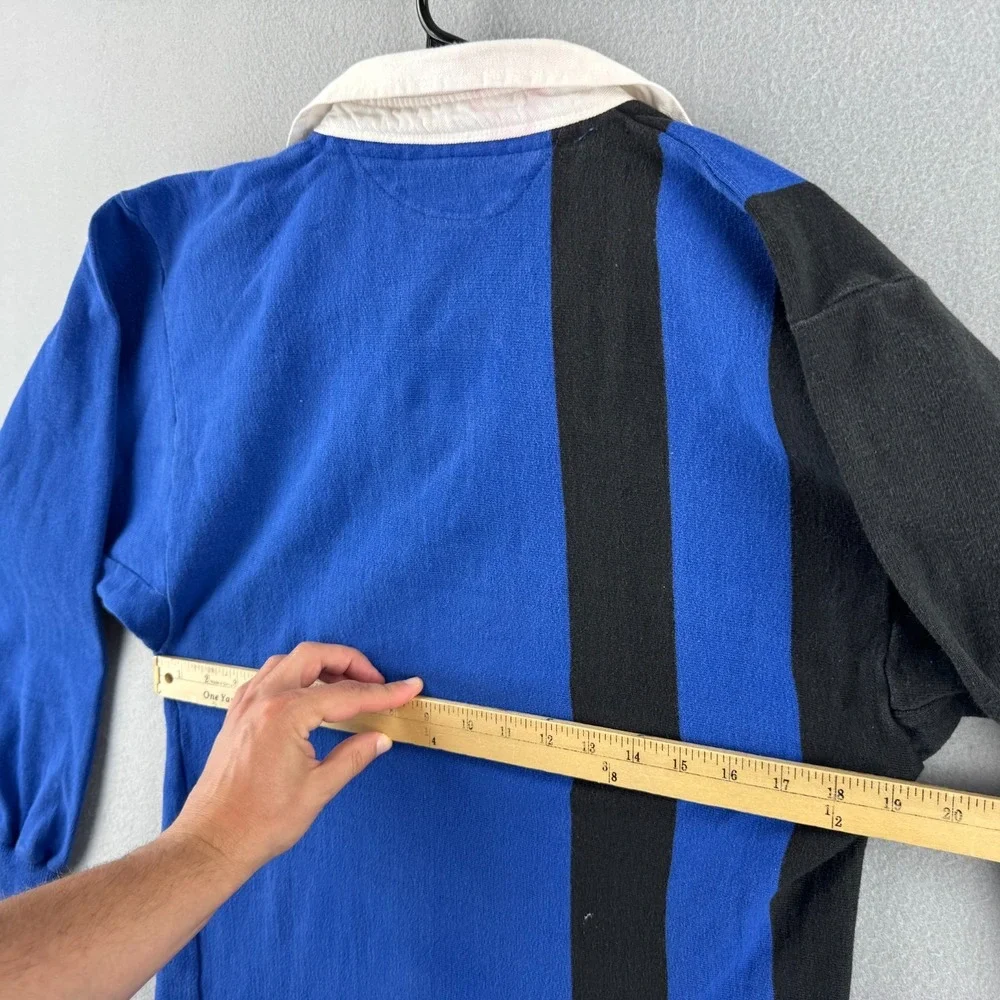 Vintage Halbro Rugby Shirt Jersey Mens 46 (Fits Small Long) Blue Heavy Cotton